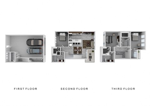 Floor plan for 3 beds, 3 baths, 1926 sqft